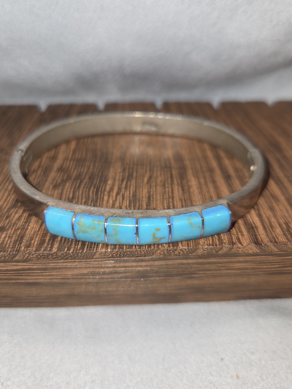 Vintage Mexican Silver Bracelet 925 with Bright Turquoise Inlay Southwestern - Picture 12 of 12
